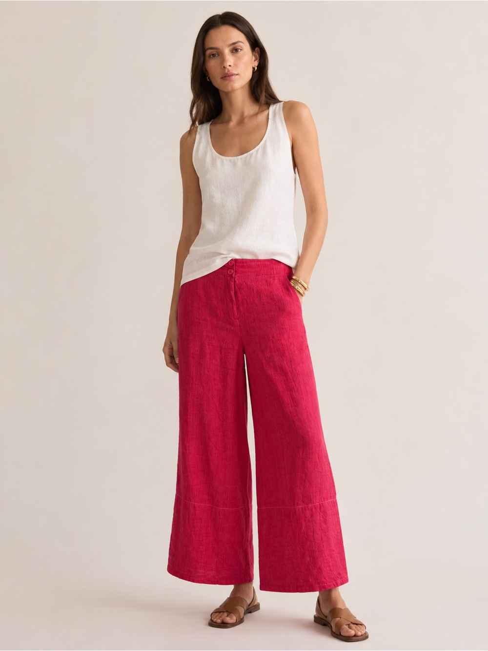 ELEMENTE CLEMENTE LINEN WIDE LEG CASUAL BREEZY COMFY PANTS SZ 1 / US SZ 6